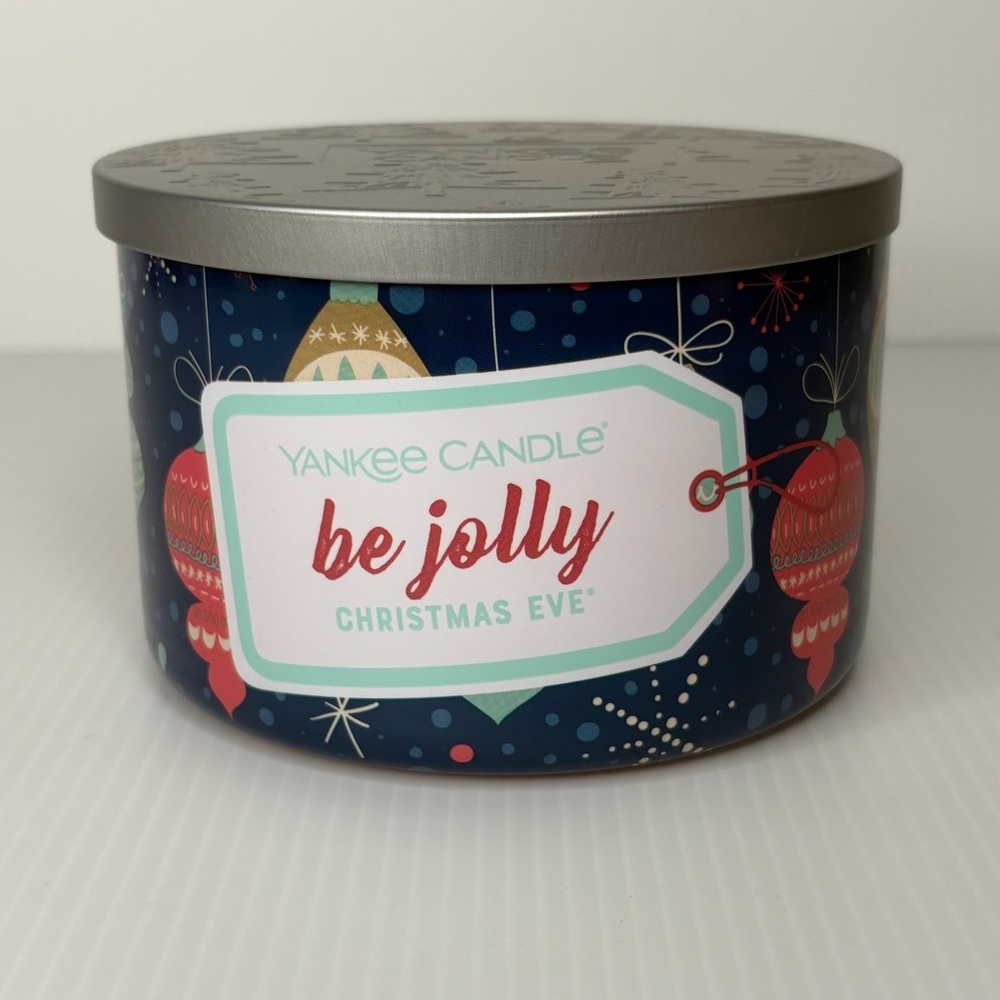Yankee Candle 3 Wick Christmas Eve Red Be Jolly Holiday New 18oz Blue Ornament